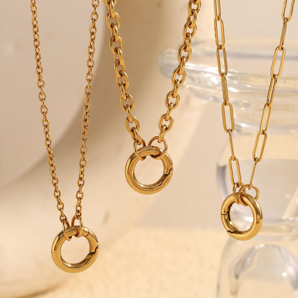 MamacitaSlay DIY Spring Buckle Single Chain Paper Clip Chain Necklaces For Women Stainless Steel Jewelry Accessories For Women