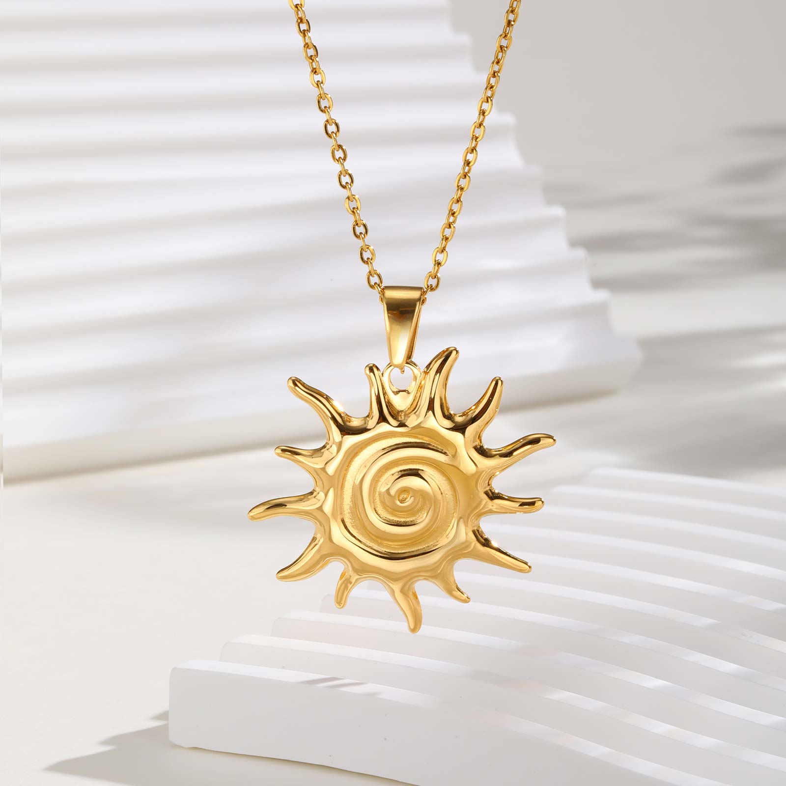 Stainless Steel Sun Pendant Necklace,Gold Plated Women s Chain Necklaces,Minimalist Jewelry Gift