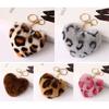 Pompoms Balls Keychain Pendant for Girls Women Love Heart Keychain Soft-Plush