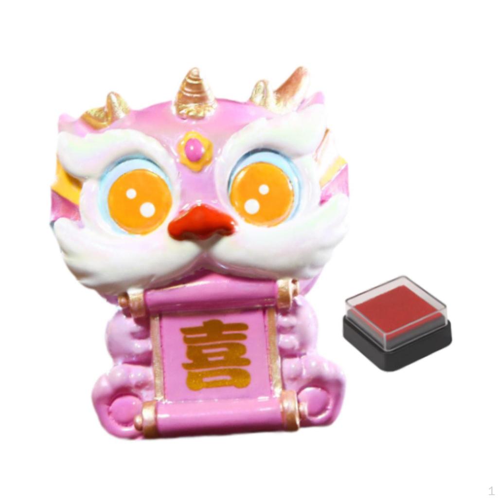 Chinese Lion Statue Seal Blessing Resin Sculpture Centerpiece Ideal Gift Spring Festival Feng Shui