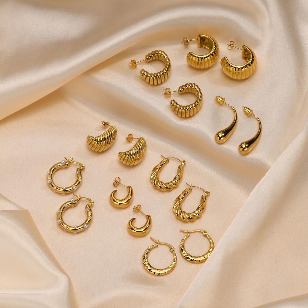 Dainty Gold Color Stud Earrings for Women, Anti Allergy Stainless Steel Ear Gifts To Mom Wife Friend, Birthday Party Ear Jewelry