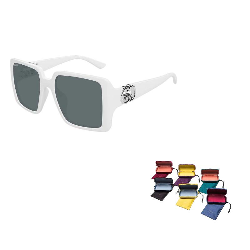 GUCCI Gg Logo Fashion Eyewear Square Frame Sunglasses Women's White