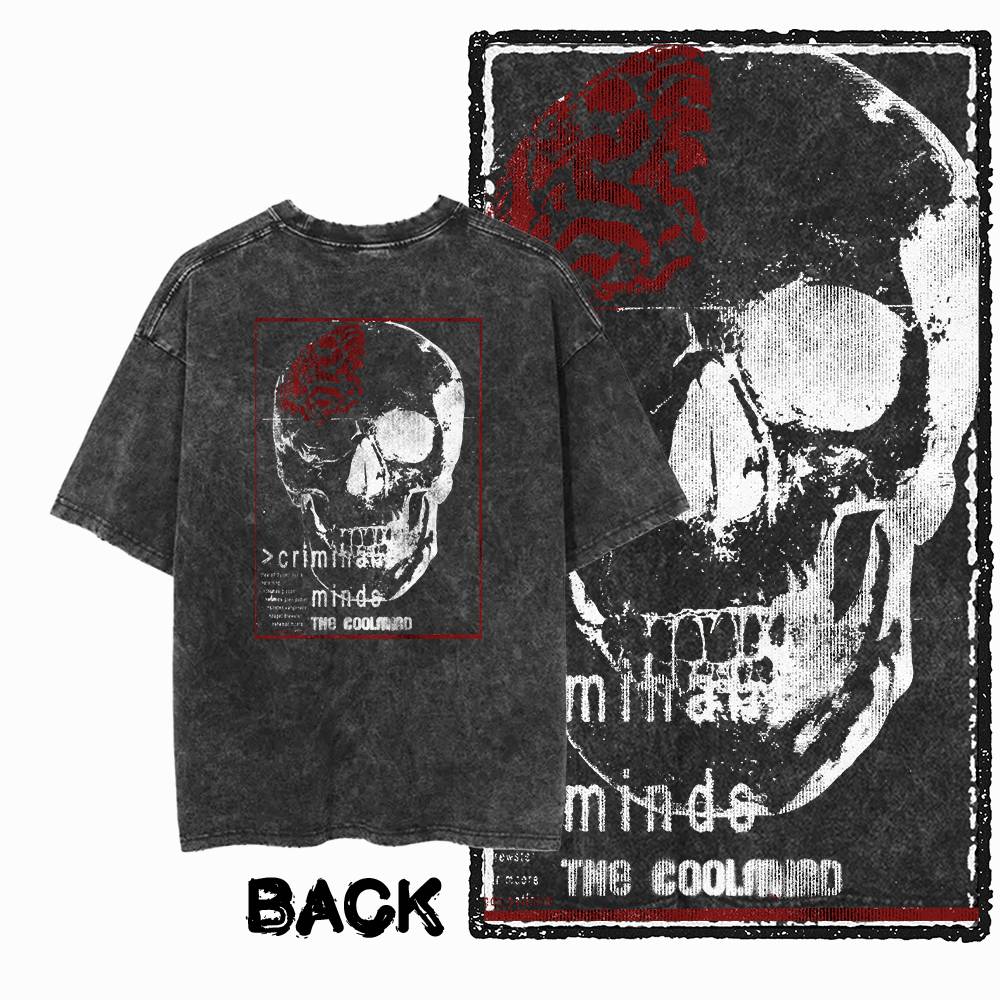 G36 Men's Cotton Crew Neck T-Shirt with Skull Print on the Back