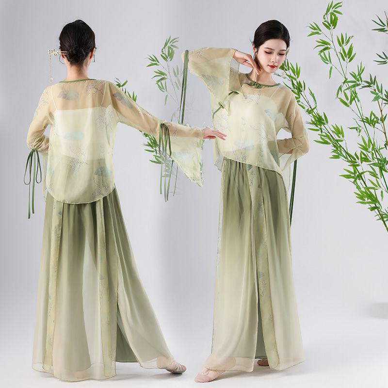 Klasyczny ubiór do tańca dla kobiet Eleganckie ubranie z szyfonu i gazy Chiński występ taneczny Etniczny kostium 