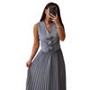 2025 African Style Women's Sleeveless Vest & Pleated Long Skirt Two-Piece Summer Set