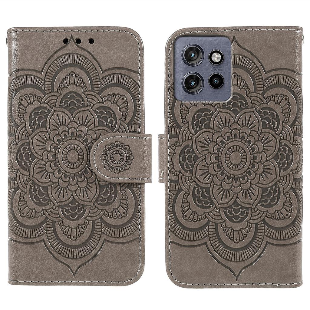 For Motorola Edge 50 5G Case PU Leather Mandala Imprinted Design Wallet Phone Cover