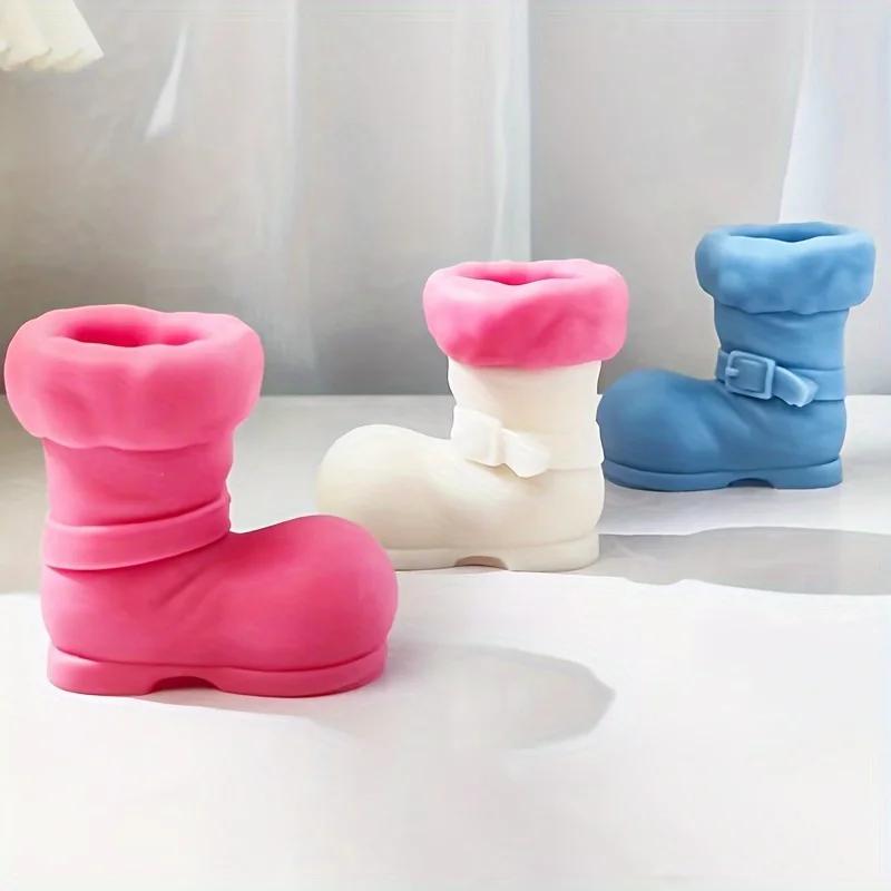 DIY Christmas Boots Scented Candle Silicone Mold Boots Plaster Resin Soy Wax Mould Snow Boots Shoes Molds Christmas Gift