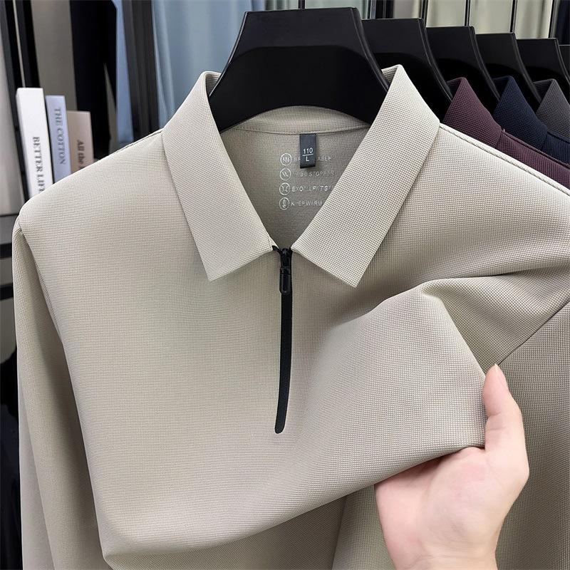Men s Long Sleeve T-Shirt Winter Comfortable Lapel Collar Polo Shirt M