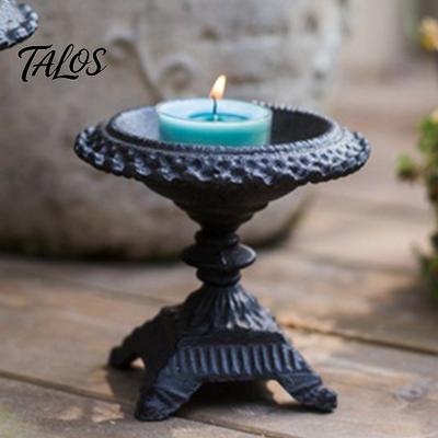 Durable Cast Iron Candle Display Heavy Duty Holder, Retro Candlestick Holders, Handcrafted Holder With Storage Basin Metal Pillar Stand for