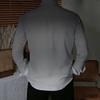 Men Collared Shirt Black White Gradient Solid Tone Long Sleeve Button Down Top