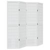 Vidaxl Room Divider, 4-Panel, White, Solid Paulownia Wood