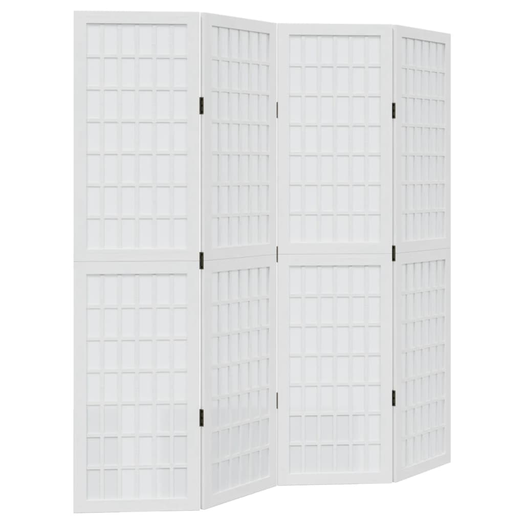 Vidaxl Room Divider, 4-Panel, White, Solid Paulownia Wood