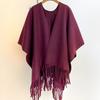 Esterno Premium Tinta Unita con Scialle Grande Tipo Cappa da Donna in Imitazione Cashmere Ispessito Inverno Sciarpa Calda