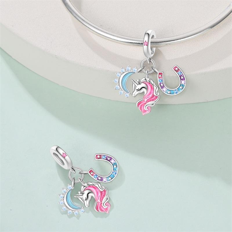 Compatible With Authentic Copper Charm Bead Charms Bead Charms Rainbow Horse Heart Shaped Charm Bead Charms Ideal For Women Fine Do It Yourself Birthd