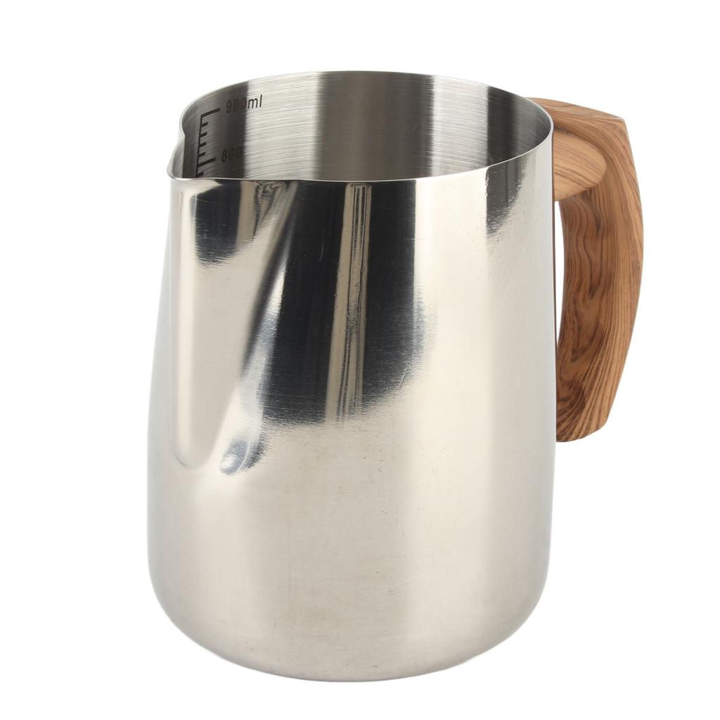 Milk Frothing Cup Inner Scale 304 Stainless Steel Dripless Spout Coffee Steaming Pitcher with Handle Original Color