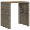 5 Piece Garden Bar Set without Cushions Grey Poly Rattan & Acacia