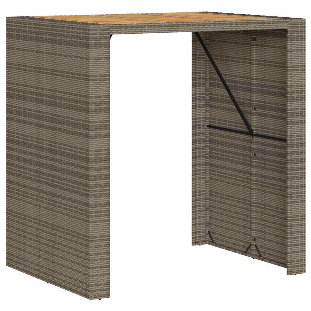 5 Piece Garden Bar Set without Cushions Grey Poly Rattan & Acacia