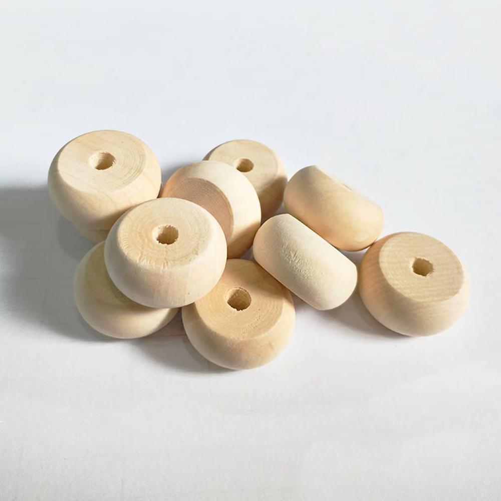 20pcs Rondelle Shape 14x9mm 20x12mm 23X12mm 30x20mm Natural Wood Loose Handcraft Beads for DIY Crafts Jewelry Making Accessories
