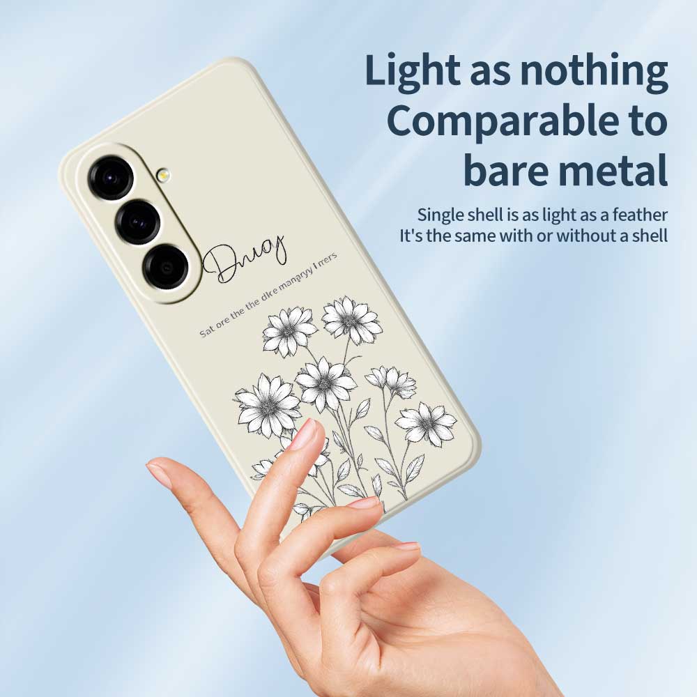 For Samsung Galaxy A56 5G Case Sketch Flowers Pattern Printing Straight Edge TPU Phone Back Cover