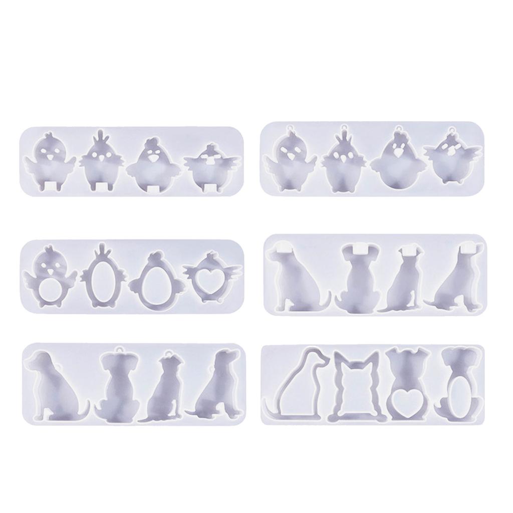 Silicone Mold Animal Dog Keychain Molds DIY Crystal Earrings Pendant Mould Epoxy Resin Jewelry Making Mould Accessory