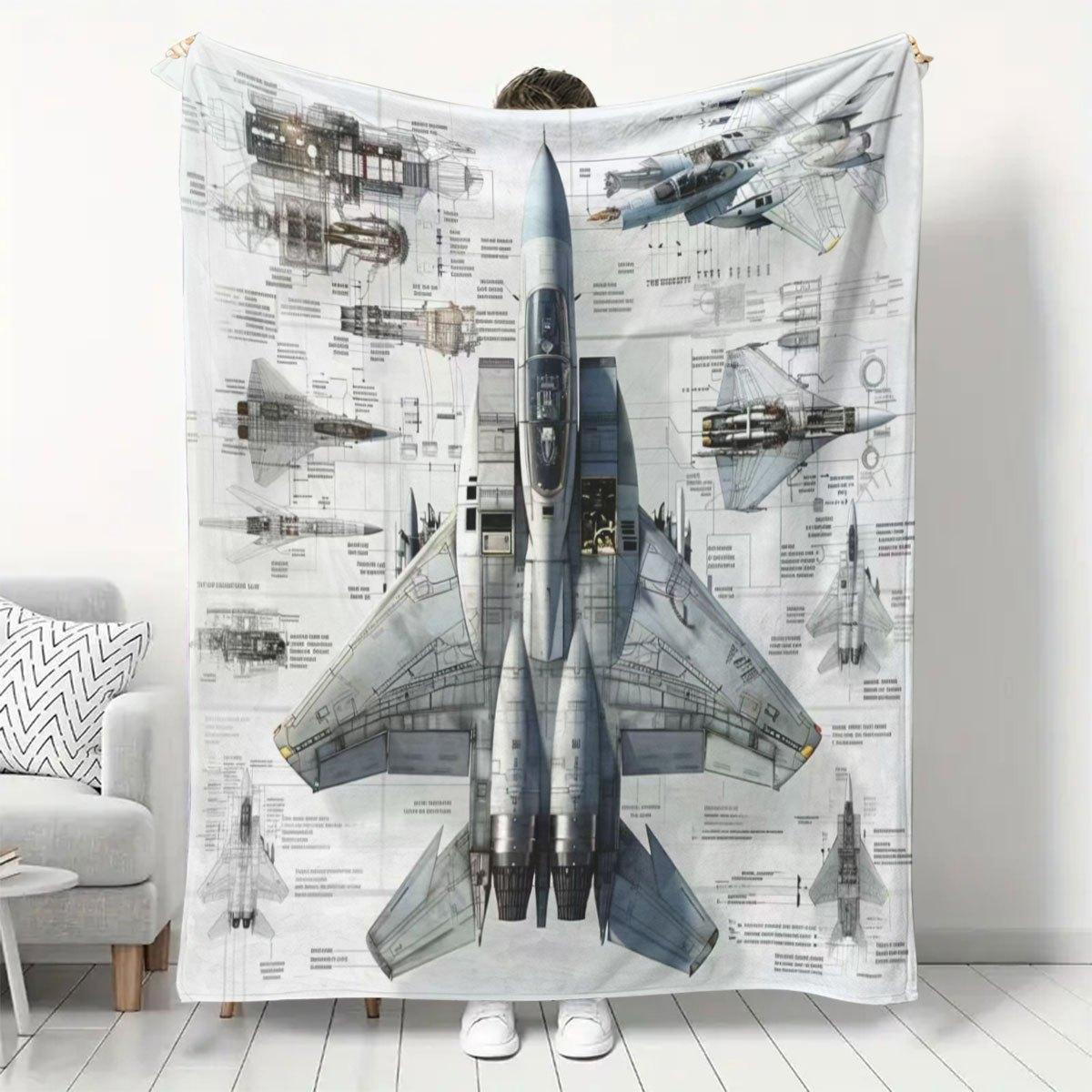 

Ultra-Soft Fighter Jet Print Flannel Throw Blanket - Perfect for Couch, Bed, and Travel - Ideal Gift for Family and Friends 130x150cm