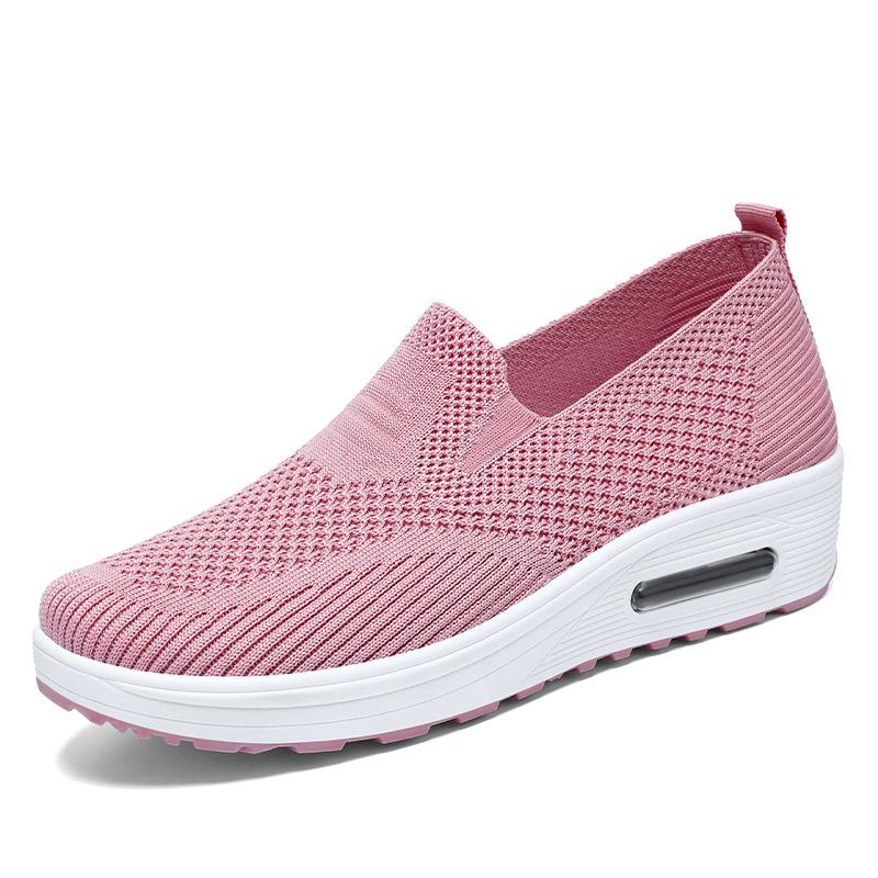 

Женские весенние повседневные туфли-слипоны из дышащего трикотажа на толстой подошве - Дышащая обувь для мам, увеличивающая рост 41 розовый
