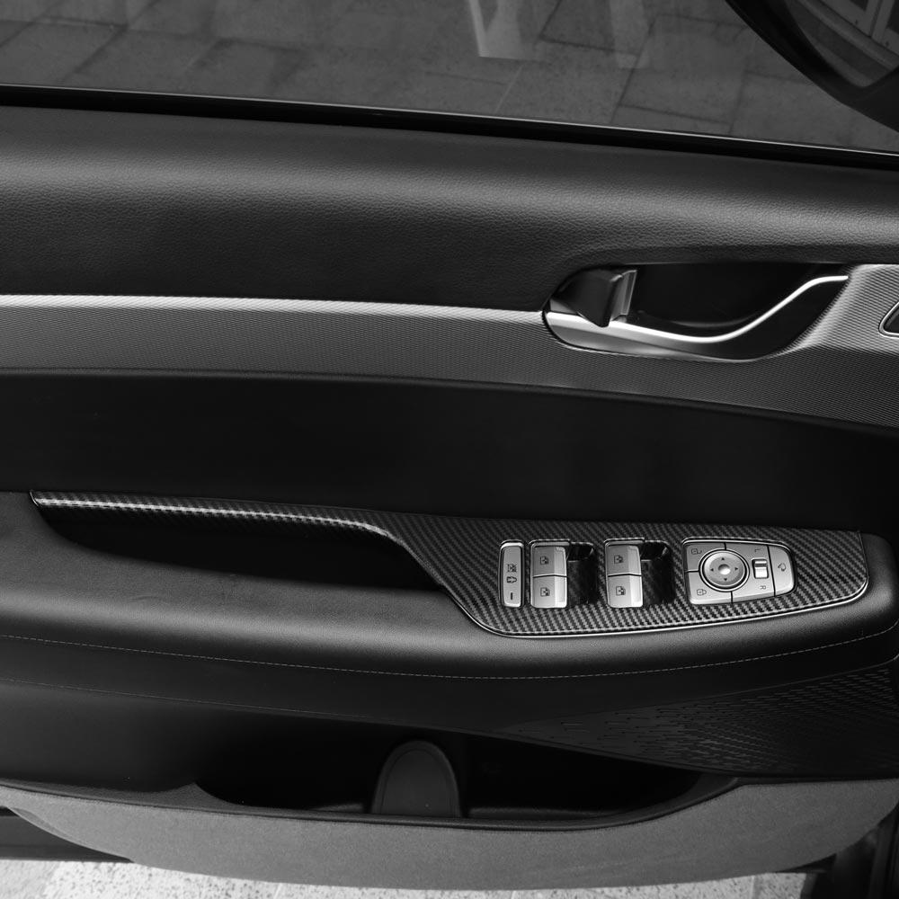LHD/RHD Für Hyundai Palisade 2020-2026 Auto-Tuning Kohlefaser Fensterknopf-Abdeckung Zierleiste Automobil-Innenraumzubehör