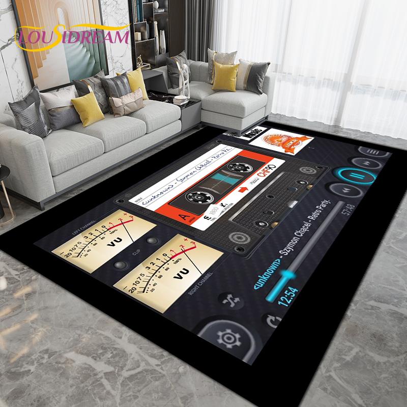 Teppich mit DJ-Musik-Screen-Muster, Teppich für Wohnzimmer, Schlafzimmer, Sofa, Küche, Badezimmer, Flur, Läufer, rutschfeste Bodenmatte
