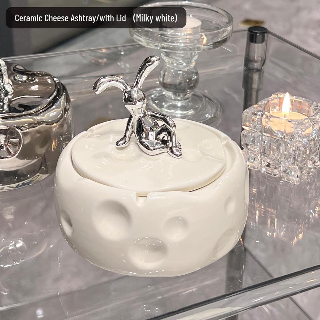 High-End Ceramic Ashtray with Lid: Stylish, Anti-Fly Design for Home & Commercial Use