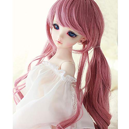 Pink Curly Long Color-Mixed Wig for 1/3, 1/4, and 1/6 Scale Dolls, Heat-Resistant (Up to 180°C) (1/3 Doll)