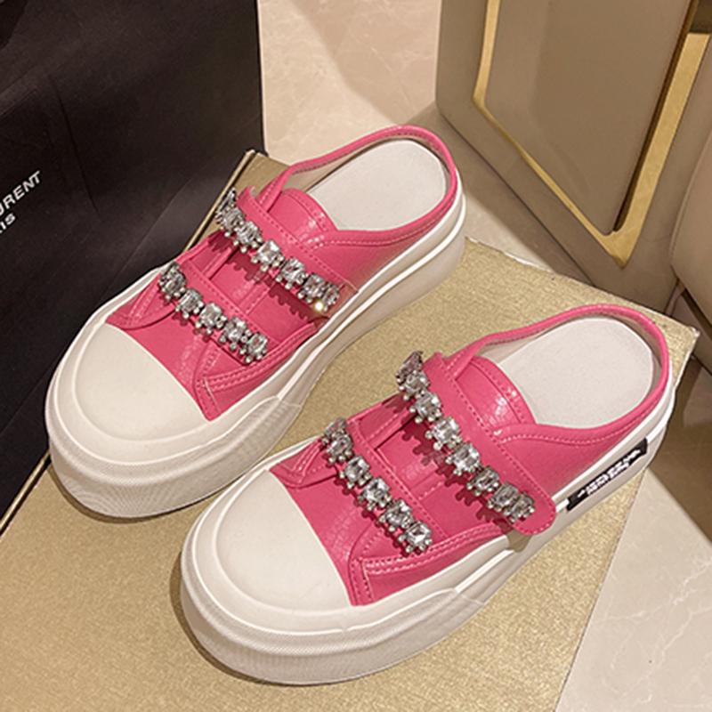 

Женские туфли на платформе, украшенные стразами, шлепанцы, повседневная мода, уличная обувь, удобные кроссовки, высококачественные шлепанцы 35-40 40 розы красного