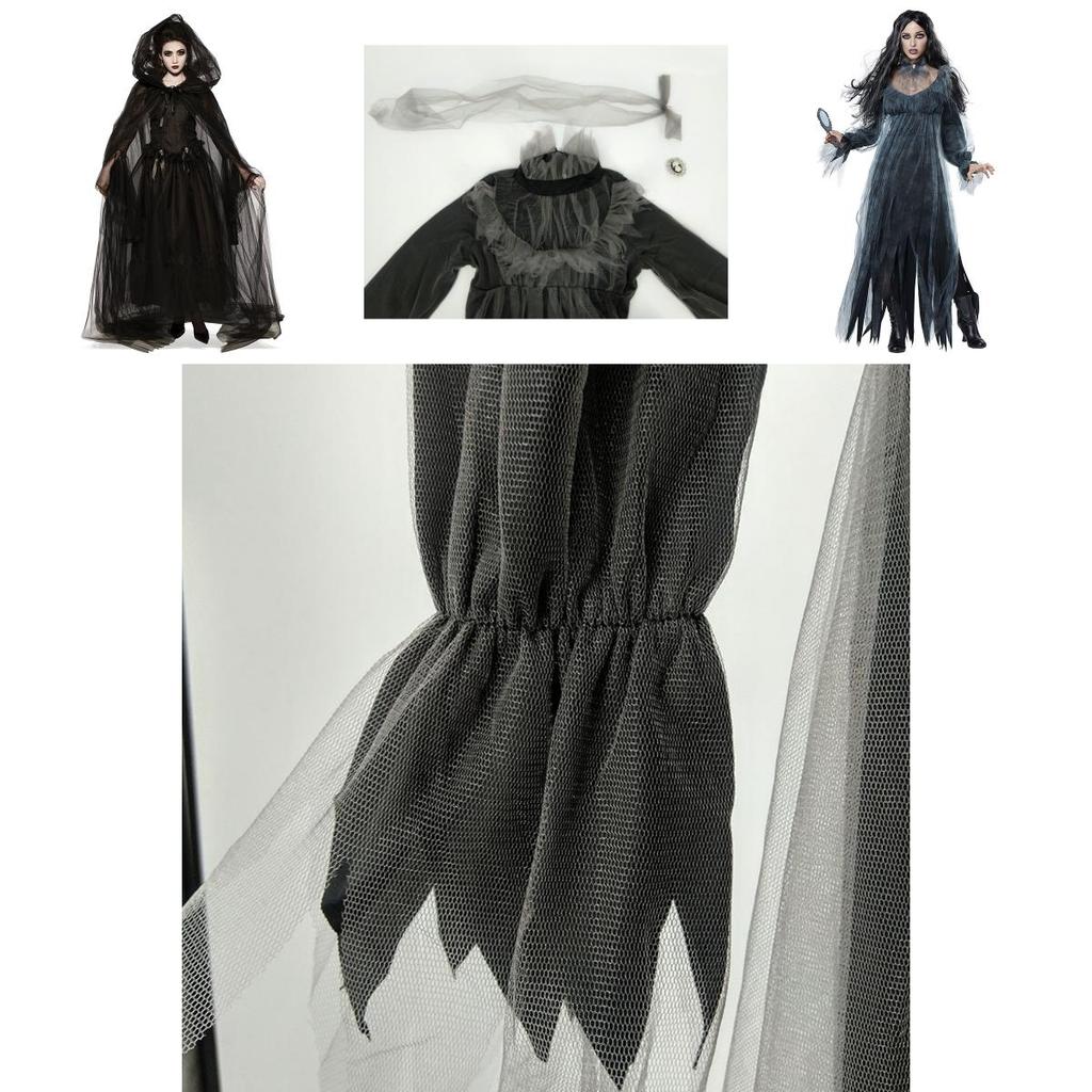 Scary Ghost Bride Costume For Women Halloween Cosplay Party Elasticity Cape Gloves Skirt S-xxl