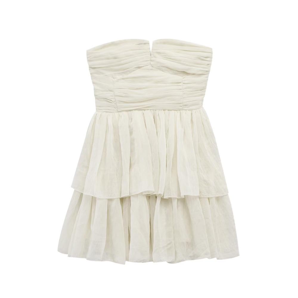 

2025 Spring/Summer Women s Slim Strapless Mesh Dress Large
