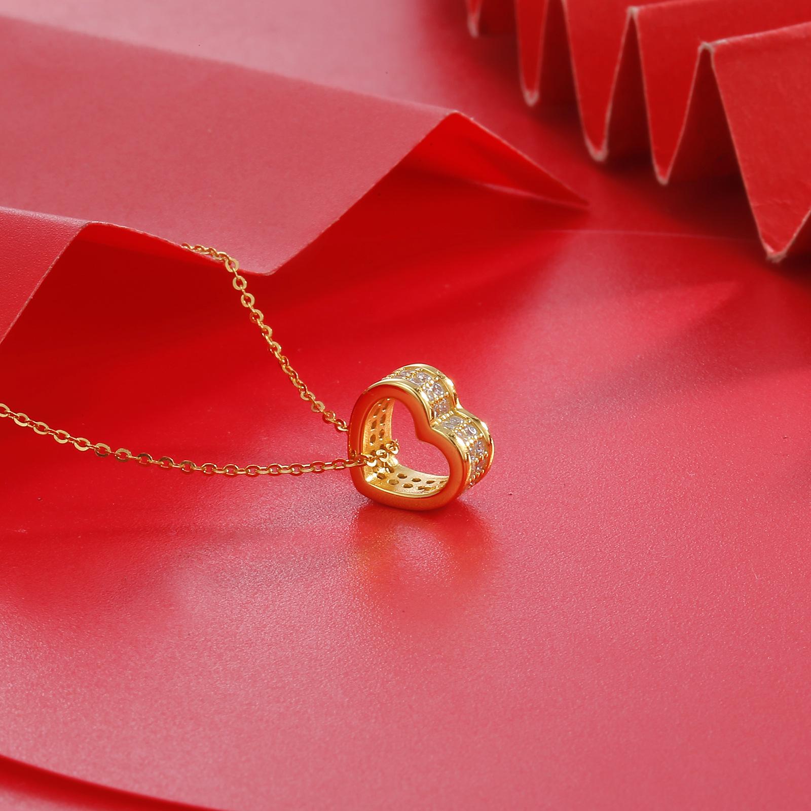 

Серебряное ожерелье S925 Love, женское посеребренное желтое золото Guochao, подвеска в форме сердца, цепочка на ключицу премиум-класса, серебряные украшения для девушки 925 Silver