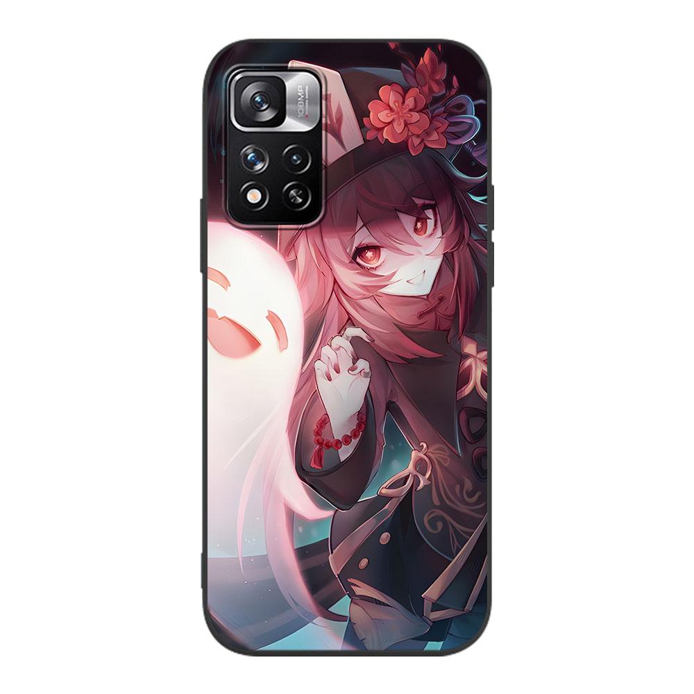 Genshin Impact Hu Tao Case for Xiaomi Redmi 10 10C 12C 9 Prime 9C 9A 12 10A 9T K40 Pro Black Soft TPU Mobile Phone Bag Cover