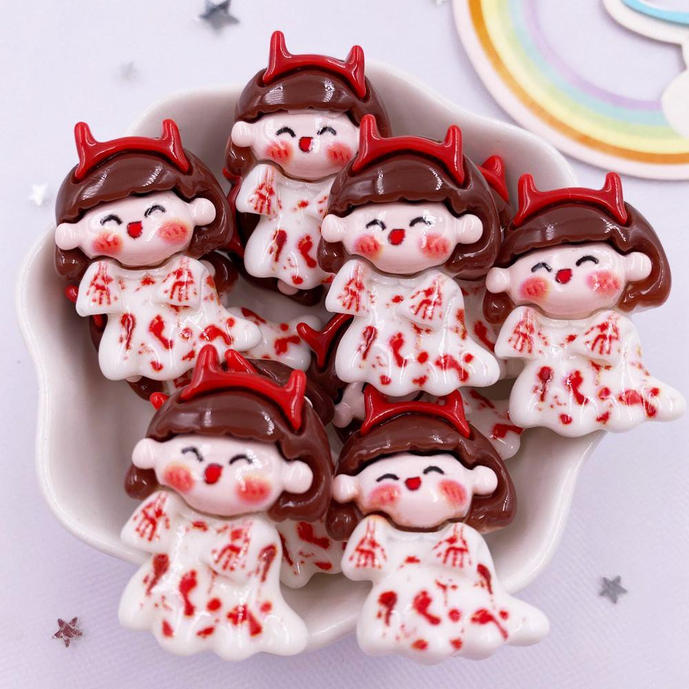 Bunte Harz Großer Kürbis Geist Schädel Flatback Cabochon Stein Figuren 10 Stück DIY Schleife Halloween Zubehör Scrapbook Bastelarbeiten