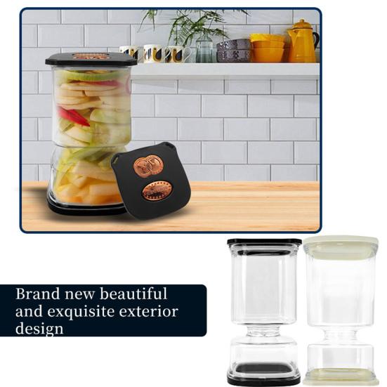 Pickle Jar with 2 Forks Dry Wet Separation Pickle Juice Separator Jar Large Capacity Leakproof Pickled Vegetable Airtight Container
