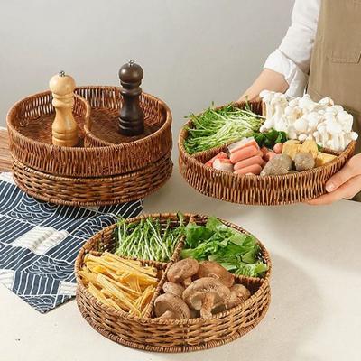 Kreativer Imitations-Reben-Webkorb Quadratisch Handgefertigt Hot Pot Beilagenkorb 10 Stile Gewebte Rattan-Snack-Aufbewahrungsschale