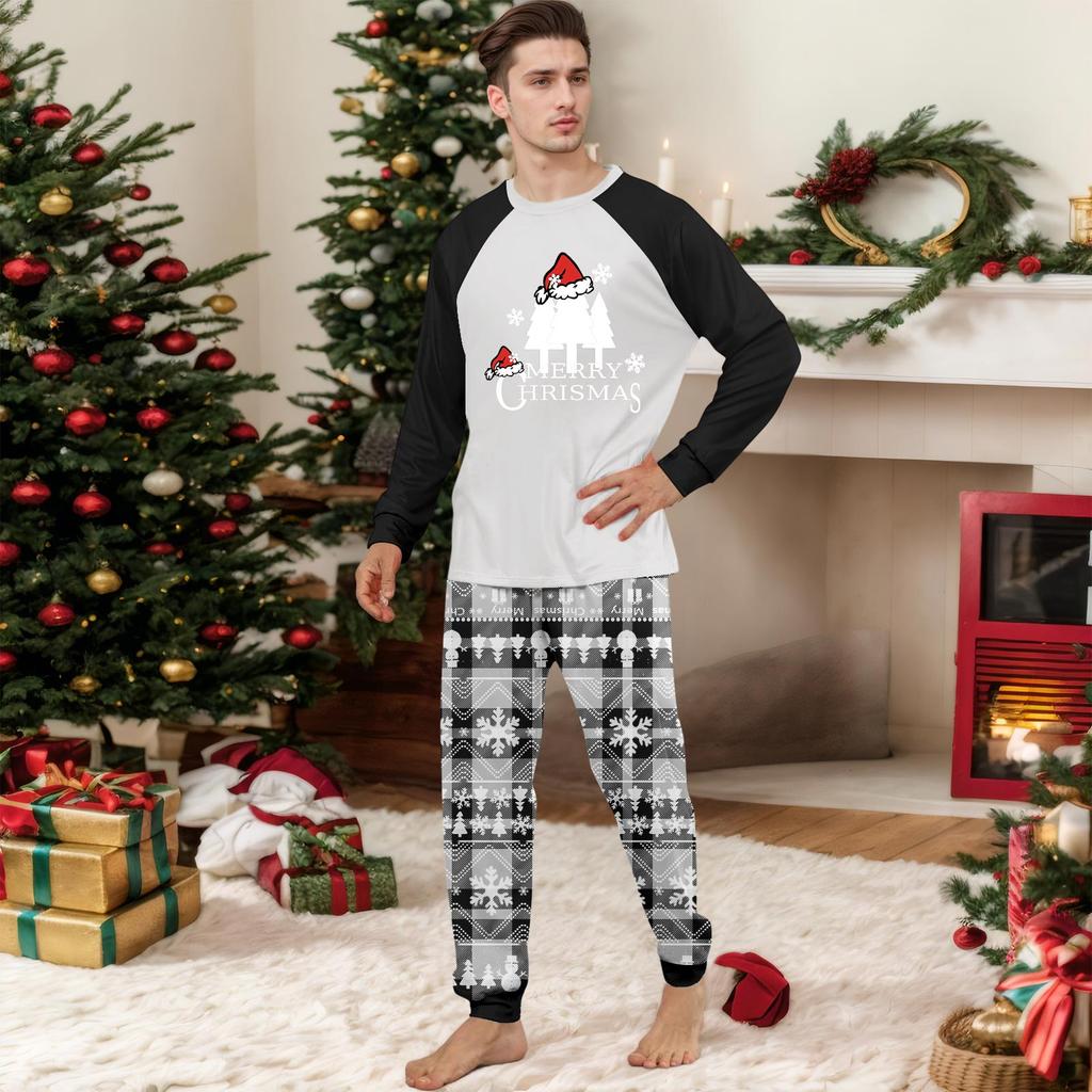 Print Cute Family Set Pajamas, Home Clothes, Family Set Long Sleeve Top Pants Set