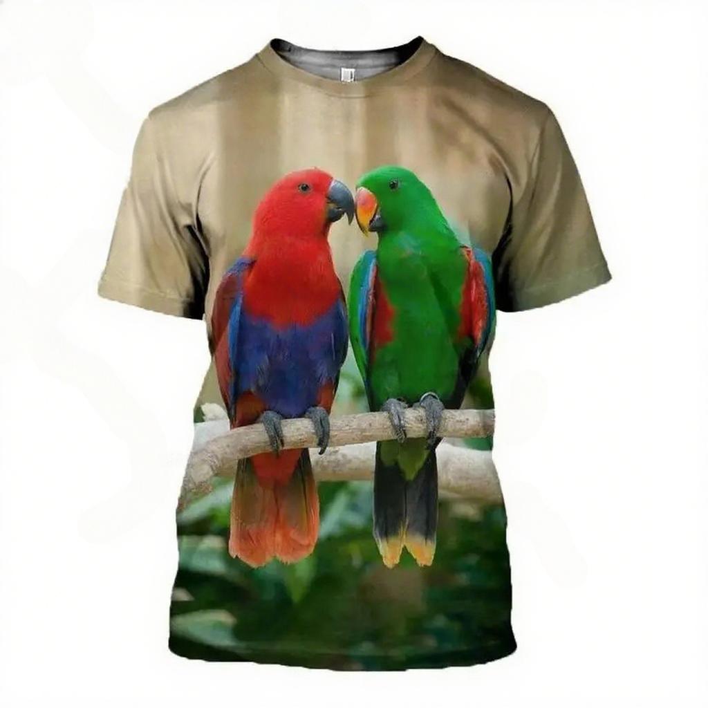 Parrot Figure 3D Printed T-shirts Summer Fashion Cool Short Sleeved Harajuku Style Street Casual Men's and Women's Unisex T-shirts