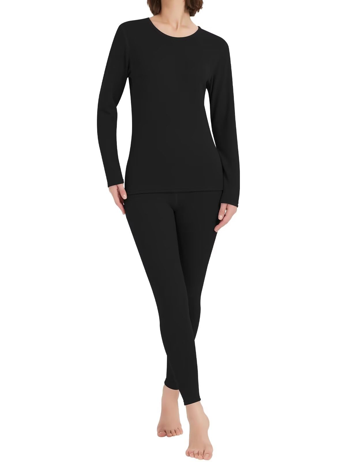 

THREEGUN Теплое нижнее белье и леггинсы для зимы Размер Женский комплект, Heattech, Флисовые колготки, Домашняя одежда, (Японский M) чёрный