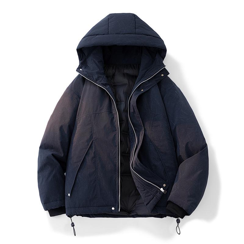 Men's Tie-Dye White Duck Down Jacket - Winter Warmth, Thick & Versatile, Plus Size Loose Casual Outerwear