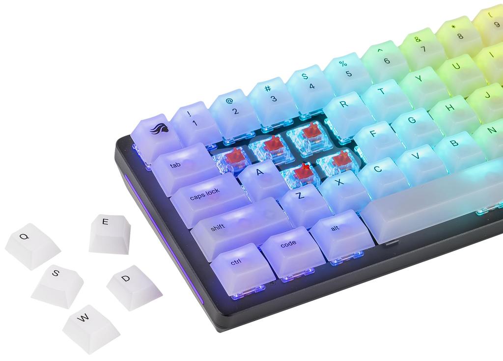 Glorious Polychromatic RGB Keycaps, Translucent, Cherry Profile, US ANSI English Layout, 115 Keycaps, GLO-KC-POLY-RGB KB760
