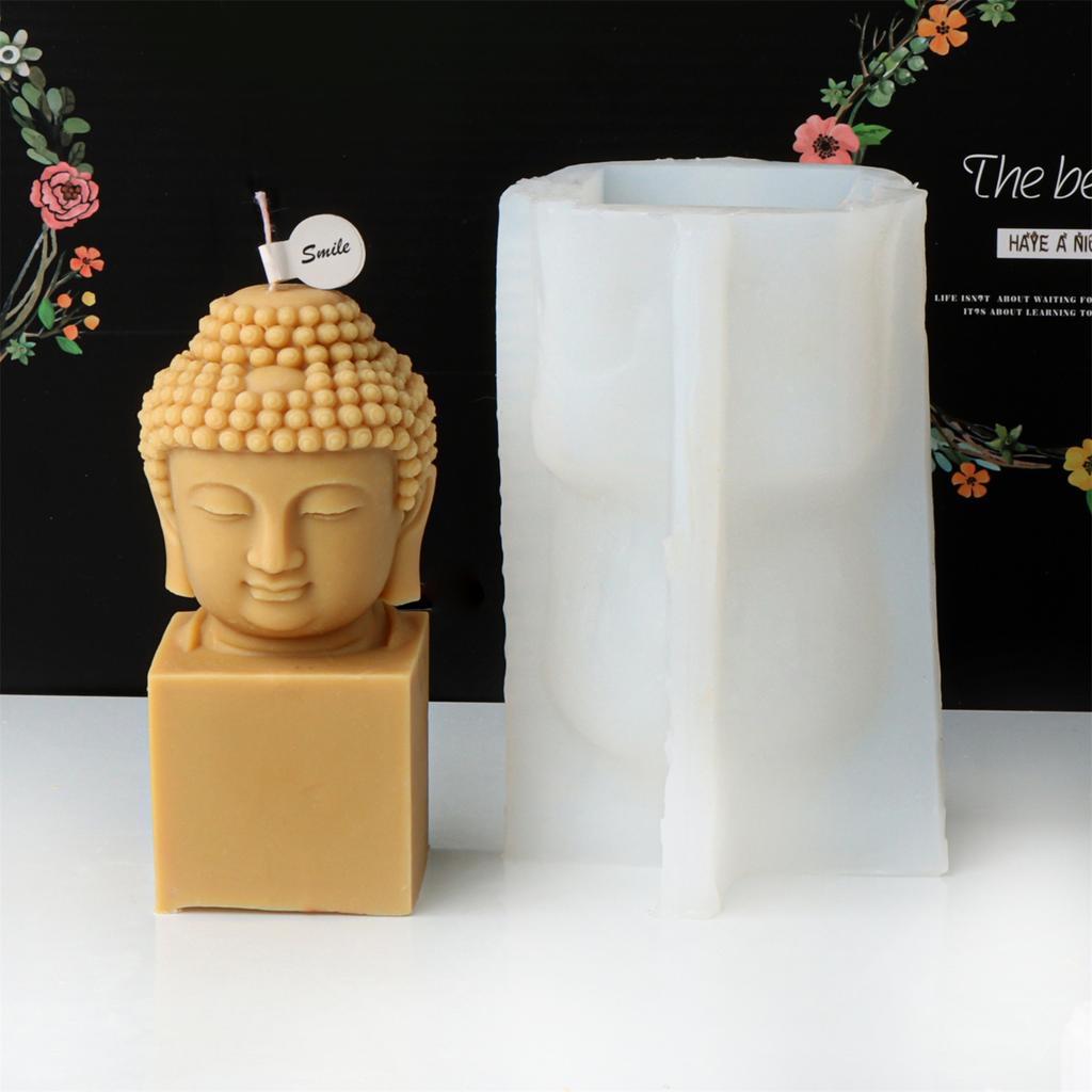 Silicone Candle Mold, Avalokitesvara Buddhas Head Epoxy Gypsum Mould Home Decors for DIY Handcrafts Resin Plaster Mould