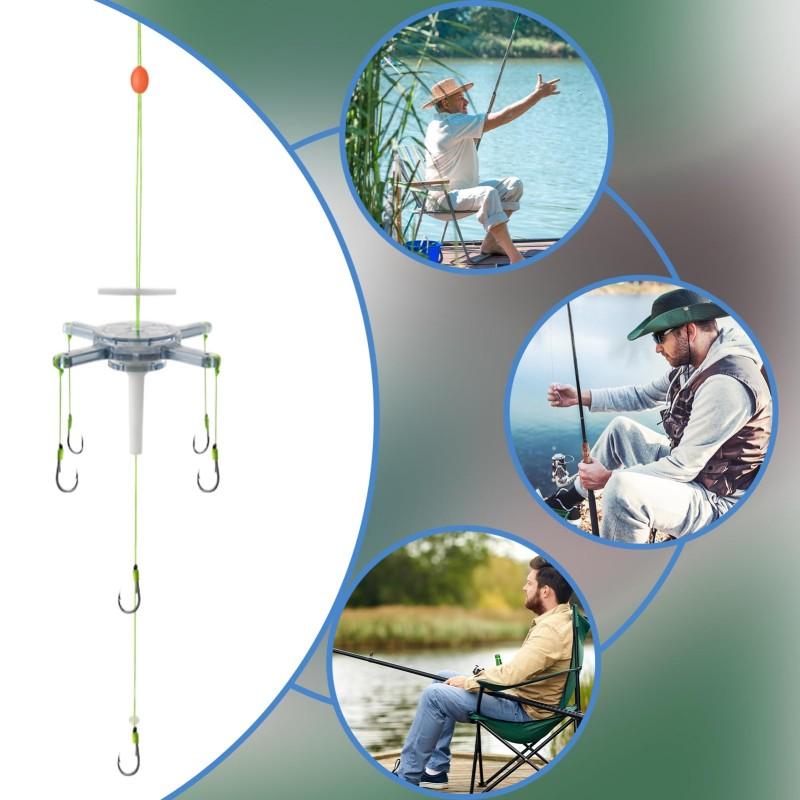 High Carbon Steel Explosion 5 Hooks Fishing Lure Bait Silver Carp Trap Feeder Cage Sharp Fishing Hook with Line Pressing Board