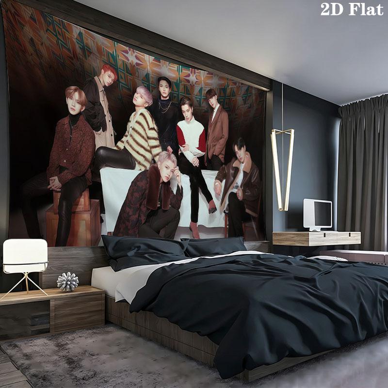 ATEEZ Poster Wall tapestry, aesthetic printed fabric blanket, suitable for bedroom, living room, and home decor.