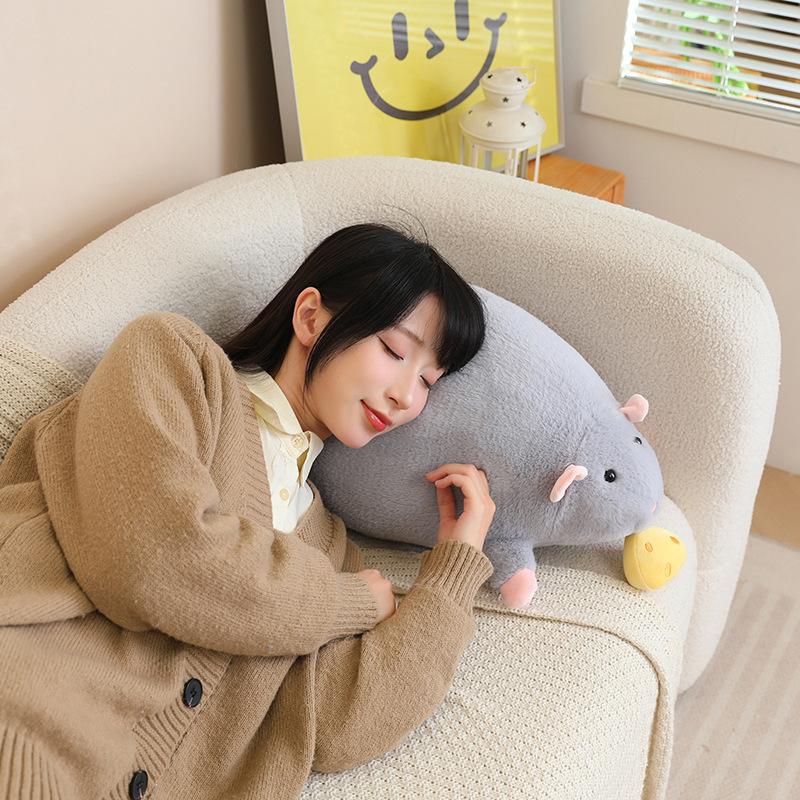 Pull String Cheese Rat Soft Stuffed Plush Toys Big Mouse Dolls Throw Pillow Cute Rats Stuffed Plushies Gifts For Girls Boys Kids