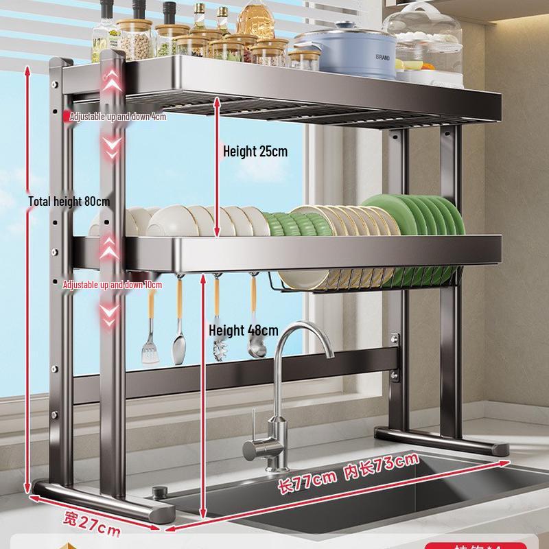 Danle Double-Layer Kitchen Sink Dish Drying Rack