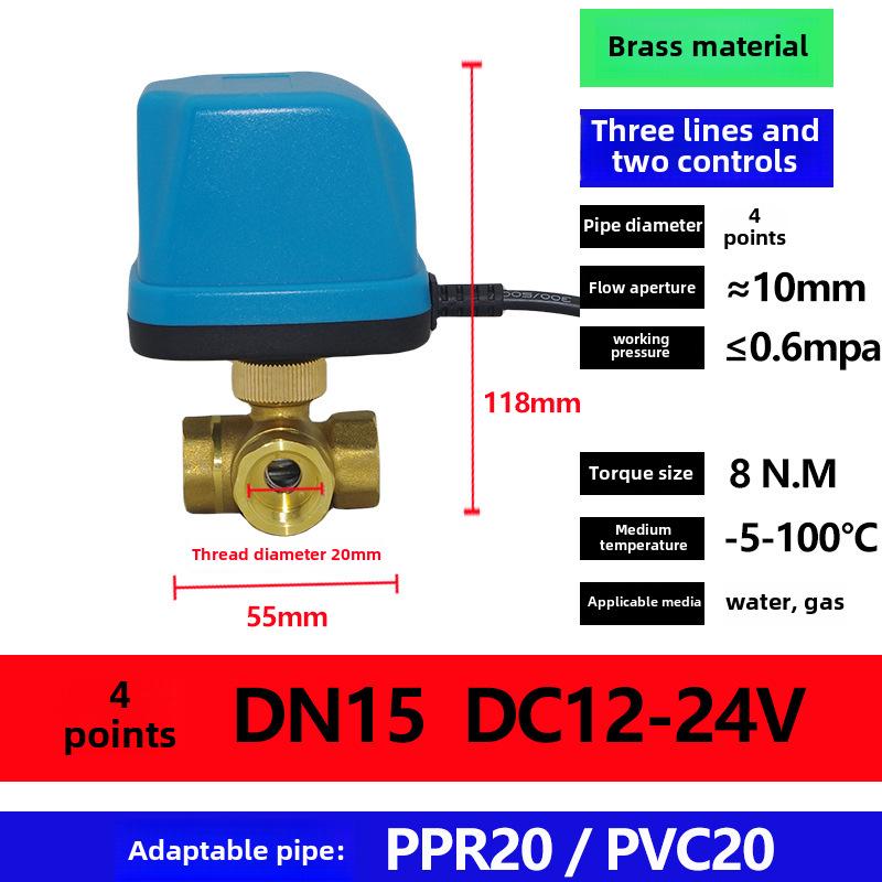 AMECO Miniatur Elektrisches Zweiwege-Kugelventil für Klimaanlagen - Erhältlich in 4 und 6 Punkten, DN15 DN20