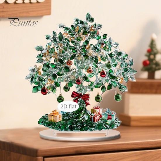 Acrylic Holiday Ornaments for Home Decor 2D Christmas Tree Figurine, Dreamy Floral Candy House Tabletop Showcase Ornaments, Centerpiece Office